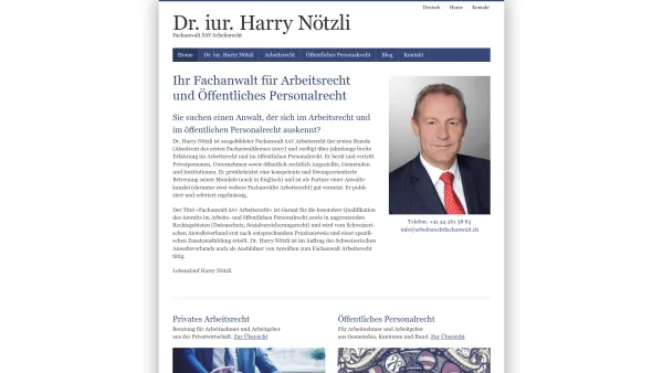 Website Screenshot: Dr. iur. Harry Nötzli Anwalt für Arbeitsrecht in Zürich - Home - Dr. iur. Harry Nötzli - Date: 2023-06-20 10:41:48