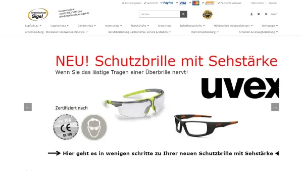 Website Screenshot: Arbeitsschutz-Sigel.de - Arbeitsschutz Shop mit großer Werkzeug - Auswahl zum online Kauf - Date: 2023-06-16 10:11:00