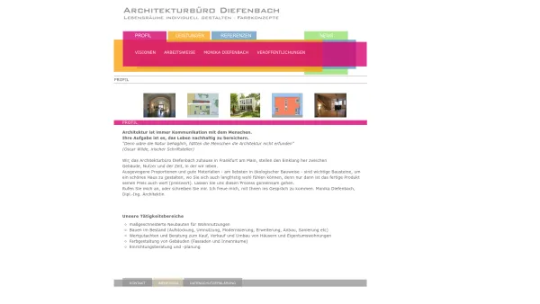 Website Screenshot: Architekturbüro Diefenbach Monika Diefenbach, Dipl.-Ing. BDB -  Lebensräume individuell gestalten · Farbkonzepte - PROFIL - Date: 2023-06-16 10:11:00