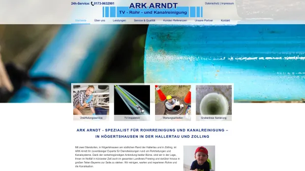 Website Screenshot: ARK-Arndt Rohr und Kanalreinigung, TV - Rohrreinigung Kanalreinigung | Hallertau und Freising - Date: 2023-06-20 10:41:48