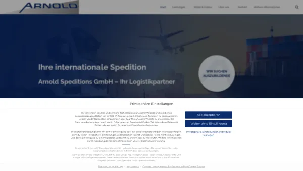 Website Screenshot: Arnold Speditions GmbH - ARNOLD Spedition ☑️ Internationale Spedition aus Würzburg - Date: 2023-06-16 10:11:00