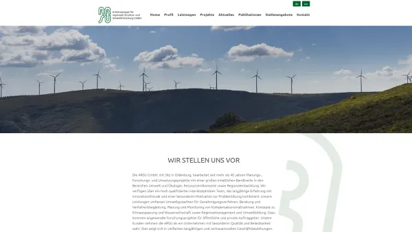 Website Screenshot: ARSU Arbeitsgruppe für regionale Struktur und Umweltforschung GmbH - Wir stellen uns vor | ARSU GmbH - Oldenburg - Date: 2023-06-16 10:11:00