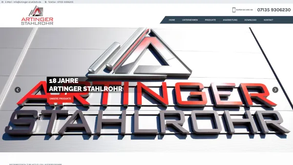 Website Screenshot: Artinger Stahlrohr GmbH & Co.KG - Artinger - Date: 2023-06-16 10:11:00