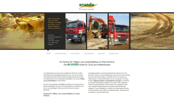 Website Screenshot: Arundo GmbH & Co. KG - Tiefbau und Landschaftsbau im Kreis Herford in Hiddenhausen - Date: 2023-06-16 10:11:00