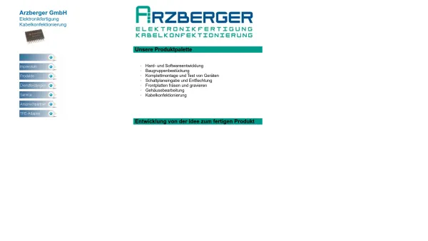Website Screenshot: M. Arzberger GmbH -  Fernmeldetechnik · Elektronik - Arzberger GmbH Index - Date: 2023-06-16 10:11:00