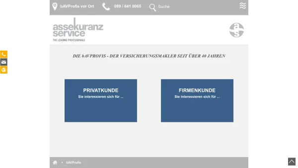 Website Screenshot: A.S. Assekuranz Service GmbH Versicherungsmakler fur die betriebliche Altersversorgung und private Rentenplanung - bAVProfis, die Versicherungsmakler für Ihre Altersvorsorge - Date: 2023-06-16 10:11:00