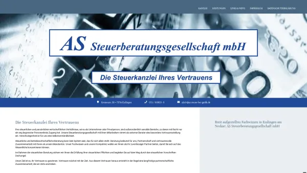 Website Screenshot: Steuerberater Andreas Schmid Dipl.-Betriebswirt  BA - AS Steuerberatungsgesellschaft GmbH Esslingen - Der Steuerberater Ihres Vertrauens - Date: 2023-06-16 10:11:00