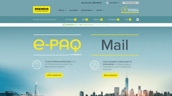 Website Screenshot: Asendia Germany GmbH - Internationaler Post- und Paketversand | Versandlösungen für Unternehmen - Date: 2023-06-20 10:41:48