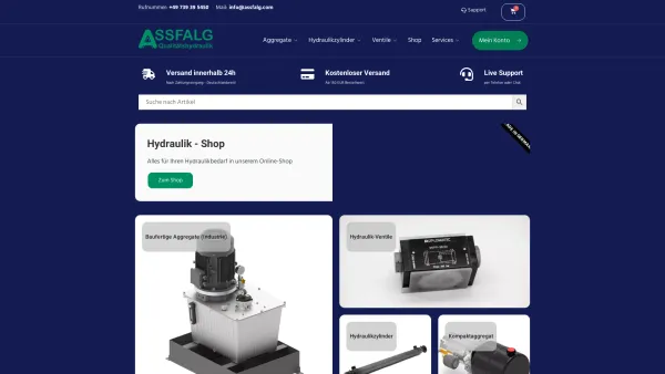 Website Screenshot: ASSFALG Qualitätshydraulik GmbH und Co.KG - Assfalg Qualitätshydraulik – Hydraulikzylinder und Hydraulikaggregate - Date: 2023-06-16 10:11:00