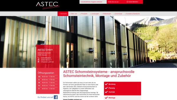 Website Screenshot: ASTEC GmbH Schornsteinbau u. -sanierung · Bauteile zur Selbstmontage zu Discountpreisen - Schornsteinsysteme Overath – ASTEC GmbH - Date: 2023-06-16 10:11:03