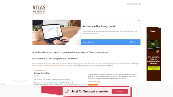 Website Screenshot: Detektei Atlas -  Diskretion und Seriösität - Privatdetektei & Wirtschaftsdetektei | A.T.L.A.S.-DETEKTEI: Detektiv für Baden-Württemberg - Date: 2023-06-16 10:11:03