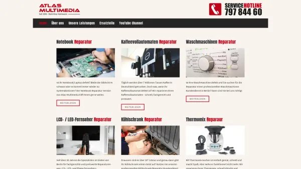 Website Screenshot: Atlas Multimedia - TV Fernseher Reparatur Service Berlin | Atlas Multimedia - Date: 2023-06-16 10:11:03