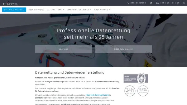Website Screenshot: Attingo Datenrettung GmbH - Datenrettung und Datenwiederherstellung - Date: 2023-06-20 10:41:48