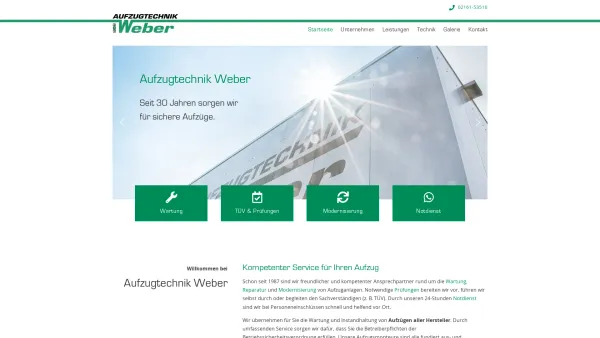Website Screenshot: Aufzugtechnik Weber GmbH - Aufzugtechnik Weber - Aufzug-Service aus Mönchengladbach - Date: 2023-06-20 10:41:48