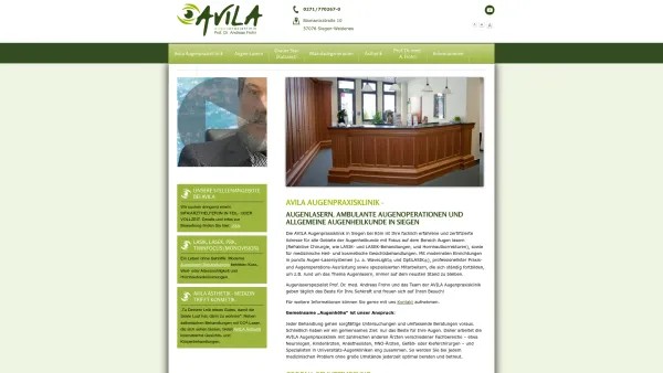 Website Screenshot: Avila Augenpraxisklinik - Augen lasern in Siegen | Avila Augenpraxisklinik - Date: 2023-06-16 10:11:04