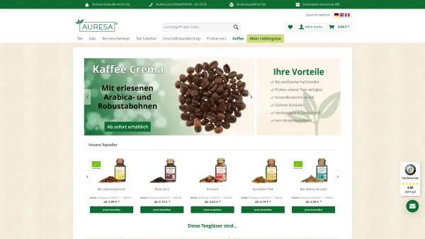 Website Screenshot: AURESA e.K. - Tee in Spitzenqualität online kaufen bei AURESA | AURESA - Date: 2023-06-20 10:41:48