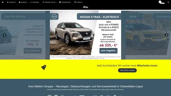 Website Screenshot: Herbert u. Werner Mattern GmbH -  Seit 25  Jahren Ihr kompetenter Nissan-Partrner - Auto Mattern - Ihr Mehrmarkenhändler in OWL - Date: 2023-06-16 10:11:04