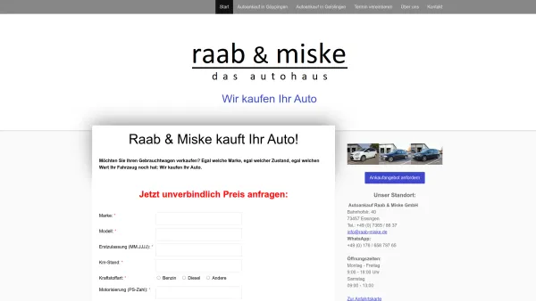 Website Screenshot: Raab & Miske Wir kaufen Ihr Auto Filiale Göppingen - Auto verkaufen in Göppingen - Raab und Miske Göppingen - Date: 2023-06-20 10:41:48