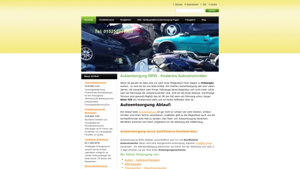 Website Screenshot: Kostenlose Autoentsorgung NRW - Autoentsorgung Nordrhein Westfalen Kostenlos - Date: 2023-06-20 10:41:48