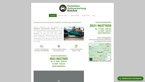 Website Screenshot: Autoverwertung Bielefeld - Kostenlose Autoverwertung in Bielefeld - Mit Autoabholung 0€ - Date: 2023-06-16 10:11:07