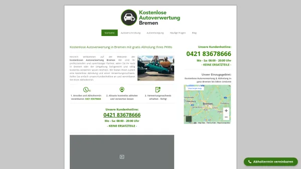 Website Screenshot: Autoverwertung Bremen - Kostenlose Autoverwertung Bremen - Mit Autoabholung 0€ - Date: 2023-06-16 10:11:07