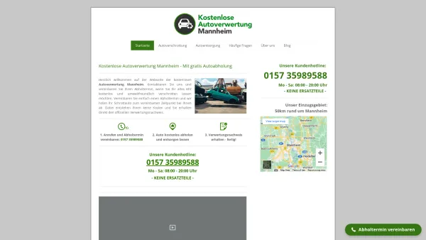 Website Screenshot: Autoverwertung Mannheim - Kostenlose Autoverwertung Mannheim - Mit Autoabholung 0€ - Date: 2023-06-16 10:11:07
