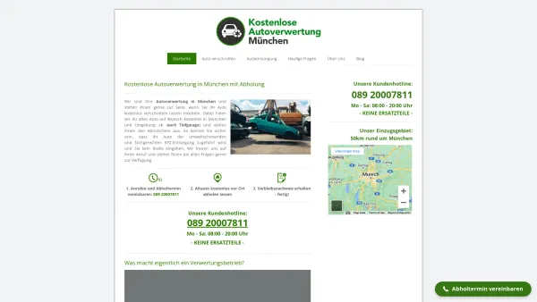 Website Screenshot: Autoverwertung München - Kostenlose Autoverwertung München - Mit Autoabholung 0€ - Date: 2023-06-16 10:11:07