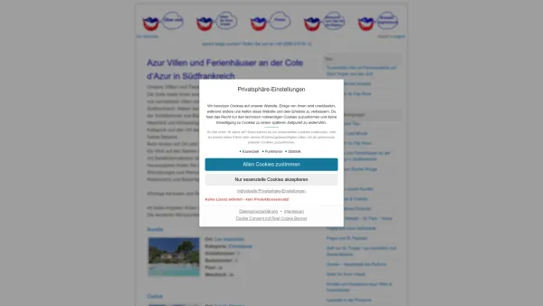 Website Screenshot: Azur Ferienhäuser & Villen - Azur Ferienhäuser & Villen - Date: 2023-06-16 10:11:10