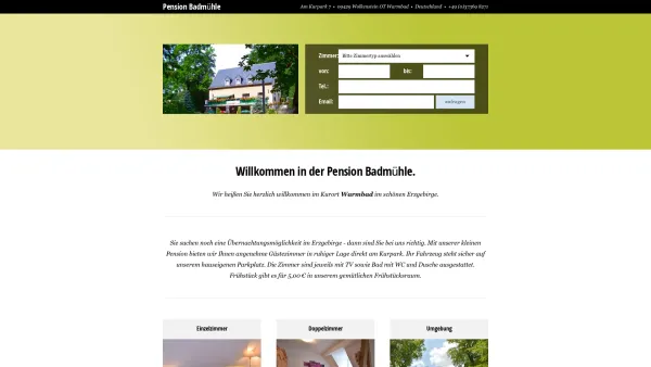 Website Screenshot: Gaststätte & Pension Café Badmühle - Pension Badmühle - Date: 2023-06-16 10:11:10