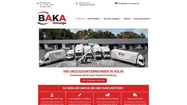 Website Screenshot: Baka Umzüge - Ihr Umzug in Köln - Angebot & Beratung kostenlos! - Date: 2023-06-16 10:11:10