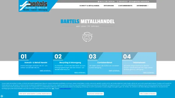 Website Screenshot: Fa. Bartels Altmetallrecycling -  Zertifizierter Entsorgungsfachbetrieb - Home - Date: 2023-06-16 10:11:10