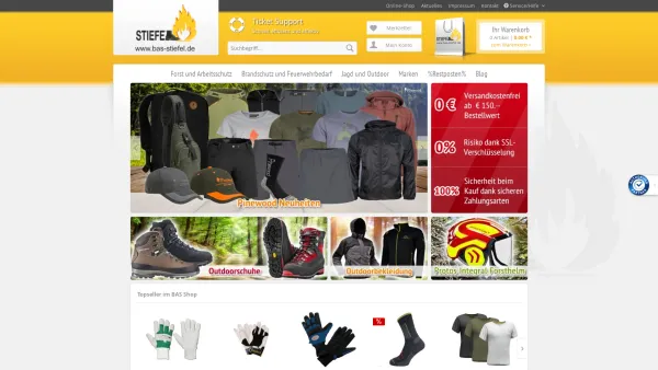 Website Screenshot: Brand u. Arbeitsschutz Stiefel - Arbeitsschutzbekleidung für Feuerwehr, Forst & Outdoor - BAS Stiefel - Date: 2023-06-20 10:41:51