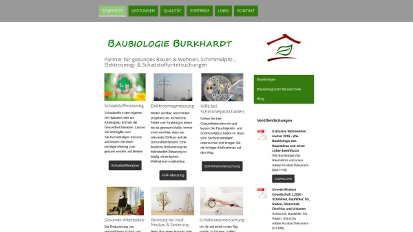 Website Screenshot: Baubiolgie Burkhardt - Sachverständiger für Schimmel, Schadstoffe, Elektrosmog & Baubiologie - Hannover, Braunschweig & Umgebung - Date: 2023-06-16 10:11:13