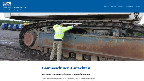 Website Screenshot: Mevas Machinery Evaluation - Baumaschinen-Gutachten - Date: 2023-06-16 10:11:13