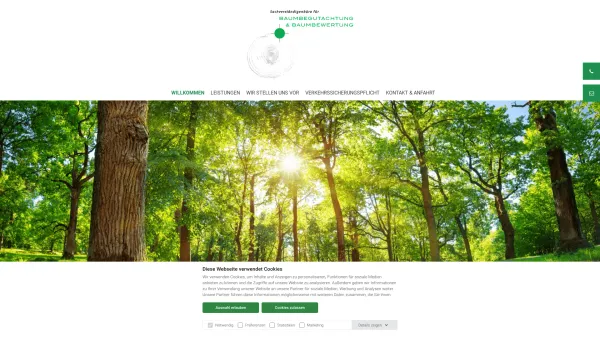 Website Screenshot: Sachverständigenbüro für Baumbegutachtung und Baumbewertung - Baumbegutachtung & Baumbewertung - Willkommen - Date: 2023-06-16 10:11:13