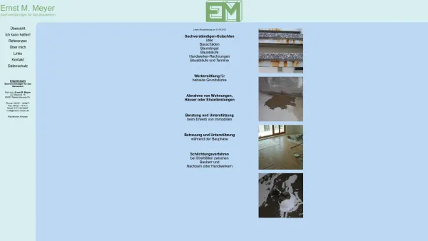 Website Screenshot: Bausachverständiger Ernst Meyer -  Ihr  Sachverständiger rund um die Immobilie - Ernst M. Meyer ~ Sachverständiger für das Bauwesen - Date: 2023-06-16 10:11:13