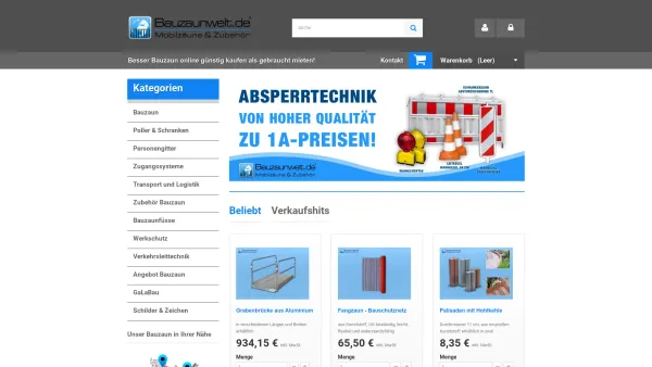 Website Screenshot: Bauzaunwelt - Bauzaunwelt - Onlineshop für Bauzaun & Absperrtechnik - Date: 2023-06-20 10:41:51