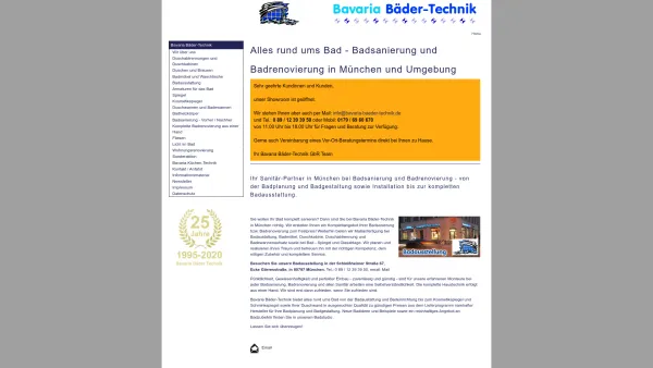 Website Screenshot: Bavaria Bäder-Technik GbR - Badsanierung u. Badrenovierung München - Badausstattung - Date: 2023-06-20 10:41:51
