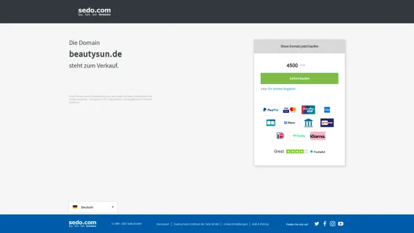 Website Screenshot: Alev Bayik Solarien und Zubehör -  Das  First Class Sonnenstudio & Solarienvertrieb - beautysun.de steht zum Verkauf - Sedo GmbH - Date: 2023-06-16 10:11:16