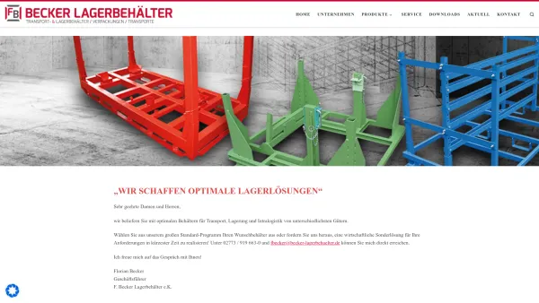Website Screenshot: Becker-Behälter GmbH - Becker-Lagerbehälter – Transport- & Lagerbehälter / Verpackungen / Transporte - Date: 2023-06-16 10:11:16