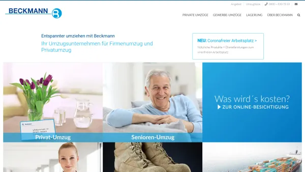 Website Screenshot: August Beckmann GmbH Umzug · Umzüge · Lagerei -  Deutschland · Europa · Weltweit / BW-Rahmenvertragspartner - Entspannter Umzug | BRD & weltweit | Umzüge Beckmann - Date: 2023-06-16 10:11:16