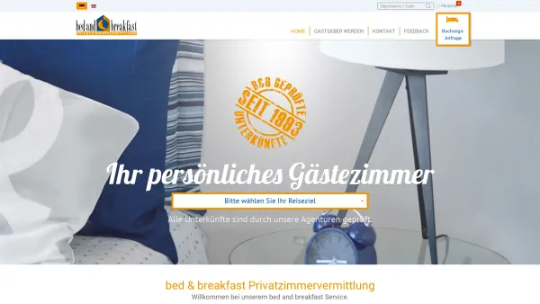Website Screenshot: bed & breakfast Privatzimmervermittlung OHG - bed and breakfast - Privatzimmer & Unterkunft buchen - Date: 2023-06-16 10:11:16