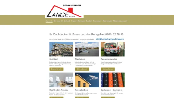 Website Screenshot: Bedachungen Jürgen Lange GmbH - Dachdecker Essen- Bedachungen Lange GmbH - Startseite - Date: 2023-06-16 10:11:16