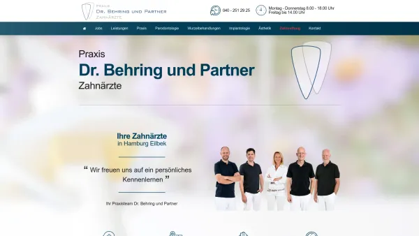 Website Screenshot: Praxis Dr. Behring & Partner Zahnärztliche Gemeinschaftspraxis, GbR - Praxis Dr. Behring und Partner - Zahnärzte in Hamburg Eilbek - Date: 2023-06-20 10:41:51