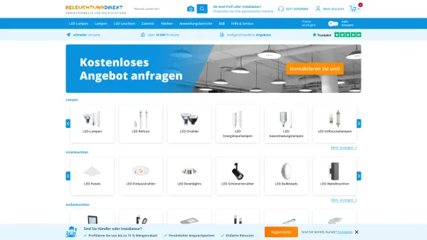 Website Screenshot: beleuchtungdirekt.de - LED Beleuchtung - LEDs & Leuchten kaufen | BeleuchtungDirekt - Date: 2023-06-20 10:41:51