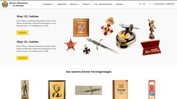 Website Screenshot: Berliner Auktionshaus für Geschichte -  Wir bringen Ihre Schätze unter den Hammer! - Berliner Auktionshaus für Geschichte - Date: 2023-06-16 10:11:17