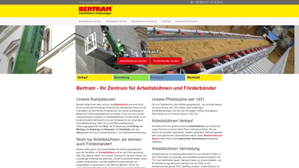 Website Screenshot: Gustav Bertram GmbH - Bertram Hannover | Arbeitsbühnen | Förderbänder – Firmengruppe Bertram - Date: 2023-06-16 10:11:17
