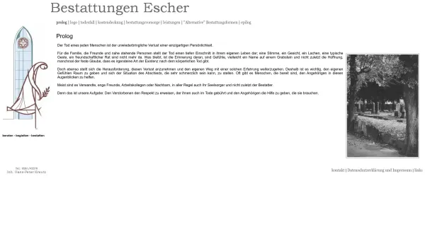 Website Screenshot: Bestattungen Escher Inh. Hans-Peter Kreutz - Bestattungen Escher Koblenz - Date: 2023-06-16 10:11:19