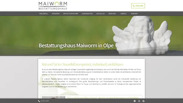 Website Screenshot: Bestattungshaus Maiworm - Bestattungshaus Maiworm in Olpe - Bestattungshaus Maiworm - Date: 2023-06-16 10:11:20