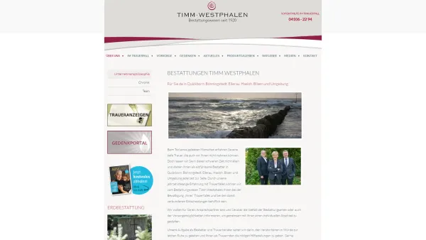 Website Screenshot: Bestattungswesen Timm - An Ihrer Seite - Timm Westphalen | Bestattungen Quickborn & Umgebung - Date: 2023-06-16 10:11:20